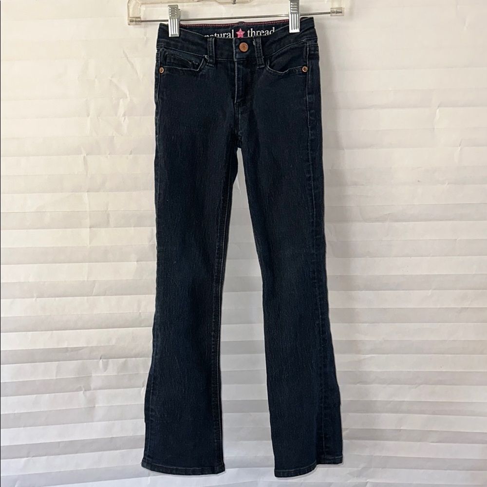 Natural Threads Girls Dark Blue Denim Jeans Size 6 Bootcut Stretch Casual Pants